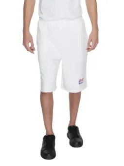 Weiße Shorts mit blauem Logo