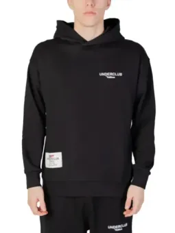 Schwarzer Kapuzenpullover mit weißem Logo