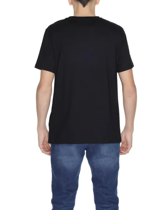 Schwarzes Baumwoll-Polyester T-Shirt mit Rundhalsausschnitt