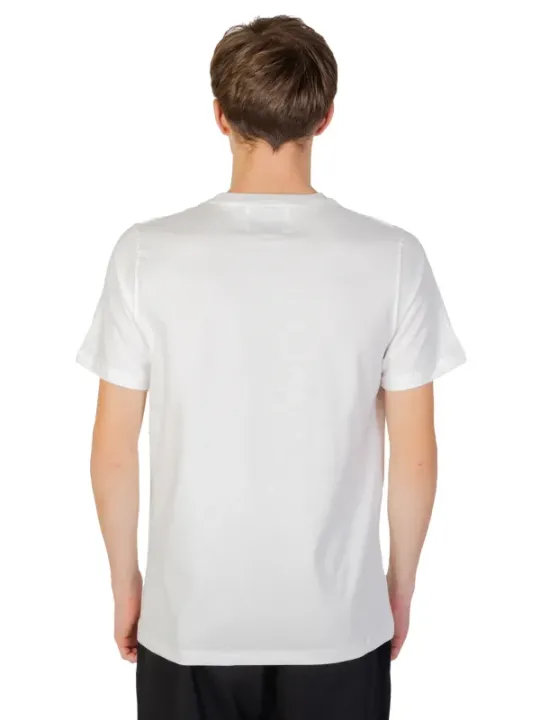 Weißes Baumwoll-T-Shirt mit Rundhalsausschnitt