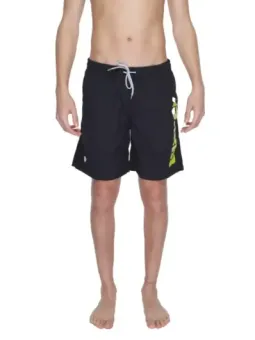 Schwarze Badehose mit gelbem Design