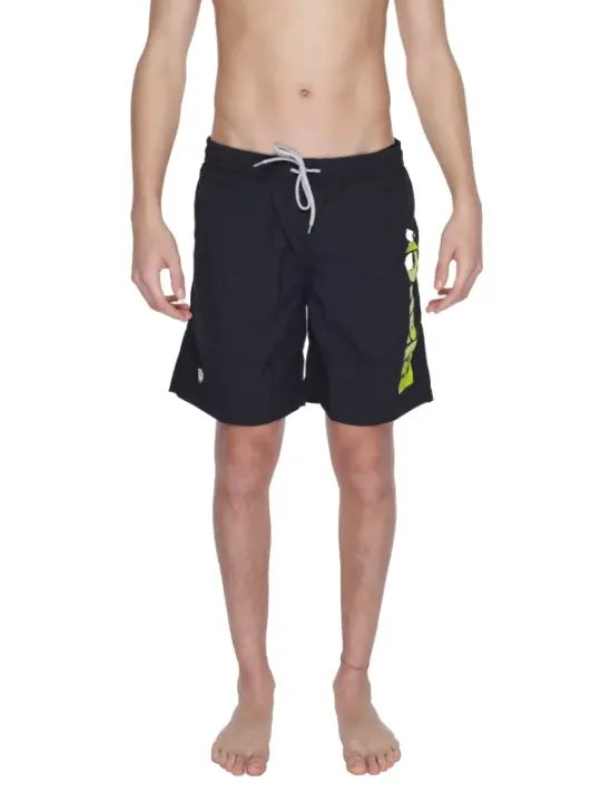 Schwarze Badehose mit gelbem Design