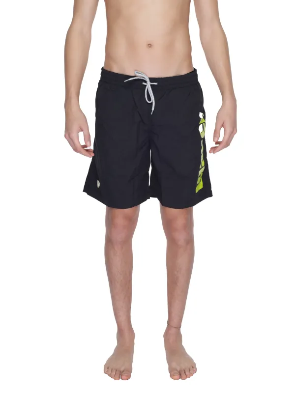 Schwarze Badehose mit gelbem Design