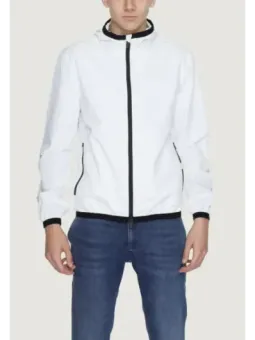 Leichte weiße Sportjacke mit Kapuze