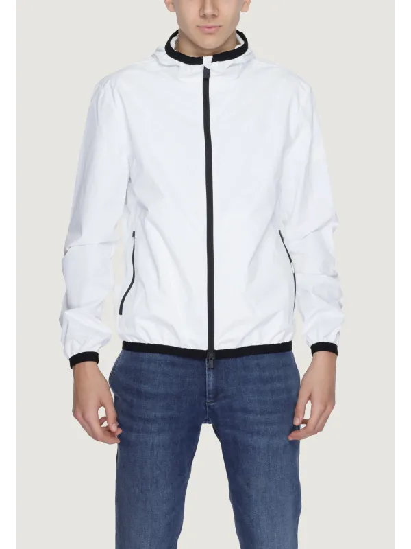 Leichte weiße Sportjacke mit Kapuze