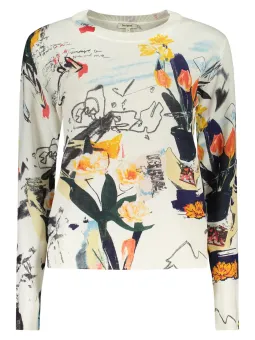 Desigual Damen Langarm-T-Shirt Weiß leihen | Flex-Fashion