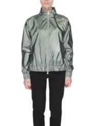 Silberne Windbreaker Jacke mit Reißverschluss