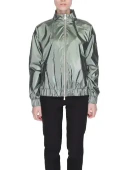 Silberne Windbreaker Jacke mit Reißverschluss