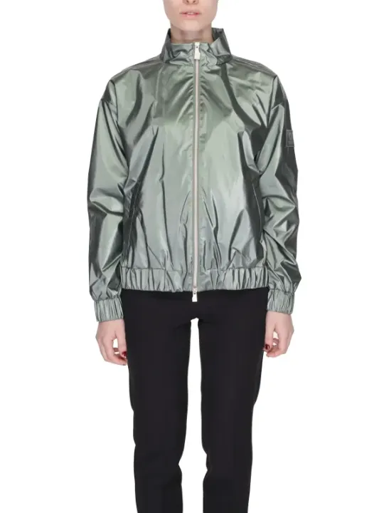 Silberne Windbreaker Jacke mit Reißverschluss
