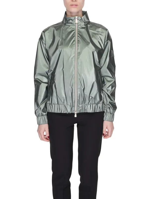 Silberne Windbreaker Jacke mit Reißverschluss