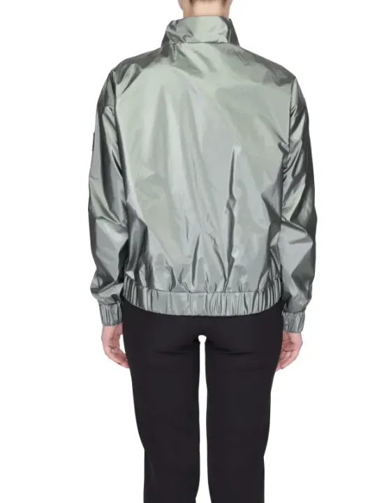 Silberne Herren Nylon Bomberjacke