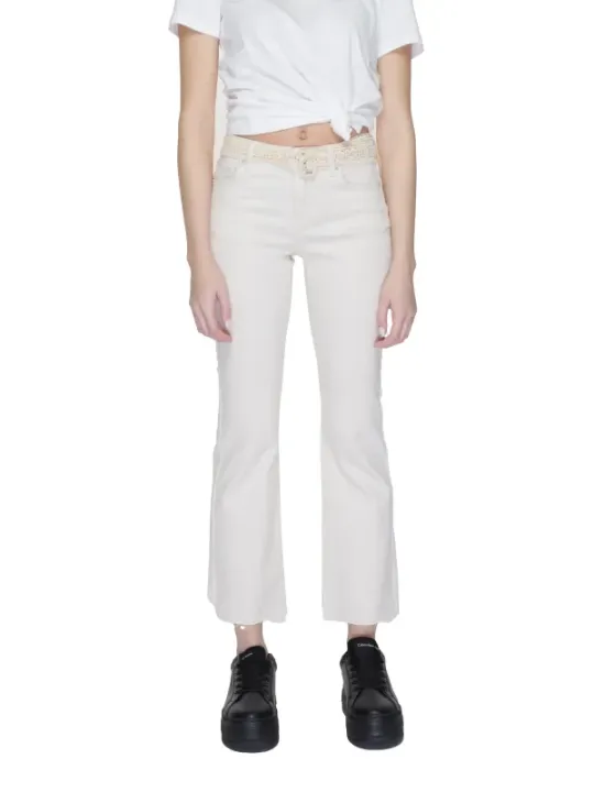 Weiße Cropped Straight Leg Jeans