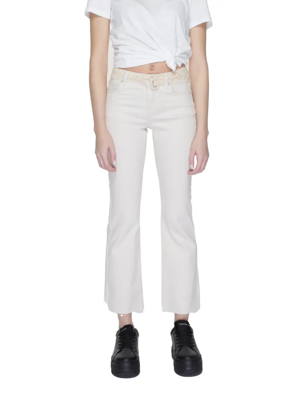 Weiße Cropped Straight Leg Jeans