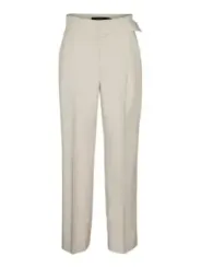 Cremefarbene Vero Moda Stoffhose mit Gürtel