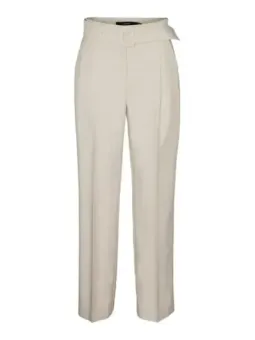 Cremefarbene Vero Moda Stoffhose mit Gürtel