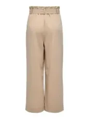Beige Leinenhose mit hohem Bund