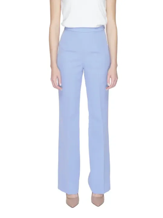 Hohe Taille weite Hosen Blaugrau