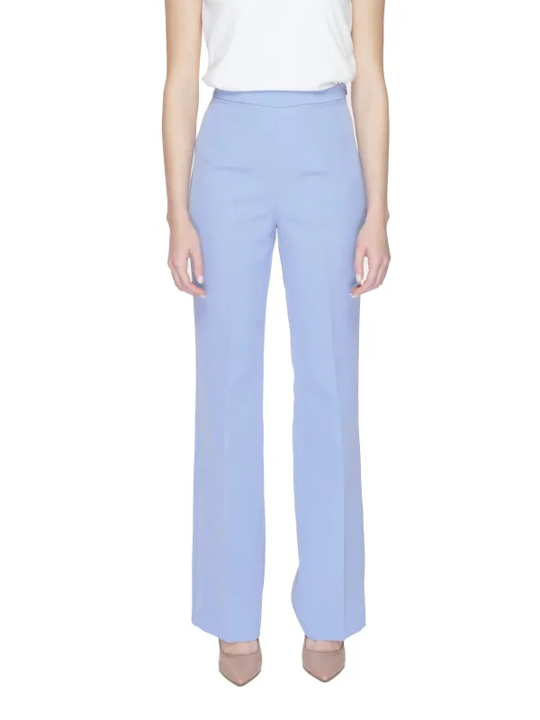 Hohe Taille weite Hosen Blaugrau