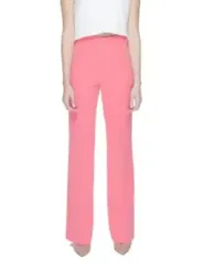 Pinke, hochtaillierte, gerade geschnittene Hose