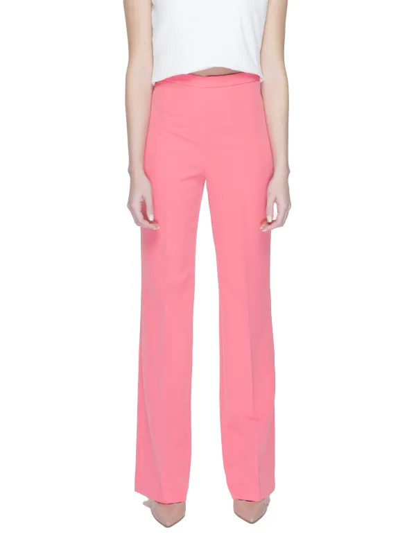 Pinke, hochtaillierte, gerade geschnittene Hose