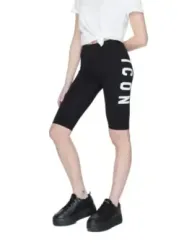 Schwarze Biker-Shorts mit Text