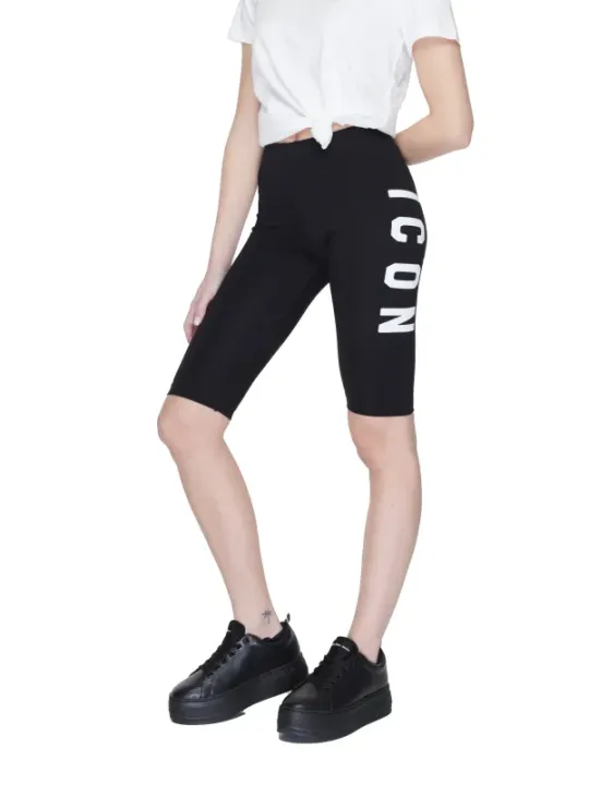Schwarze Biker-Shorts mit Text