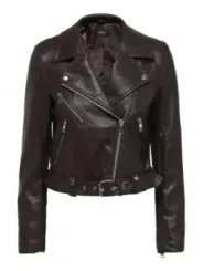 Schwarze Lederjacke im cropped Bikerstil ONLY