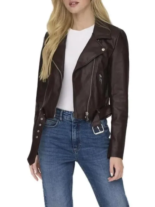 Schwarze Lederjacke für Damen
