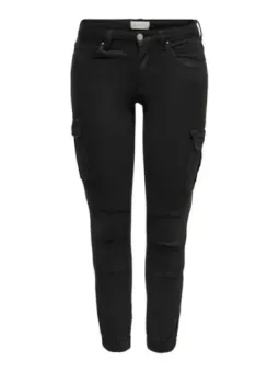 Schwarze Damen Stretch Cropped Hose