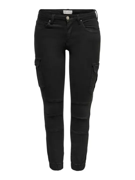 Schwarze Damen Stretch Cropped Hose