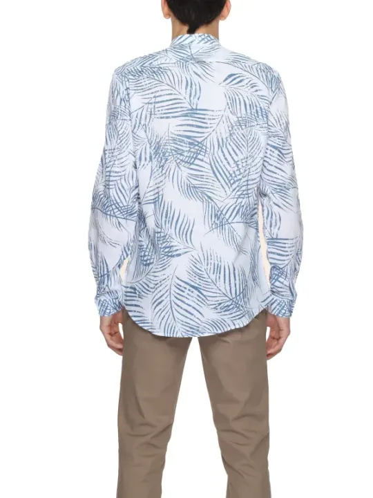 Blaugrünes Blattmuster Herren Hemd