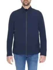 Blaue Winddichte Fleecejacke mit Reißverschluss