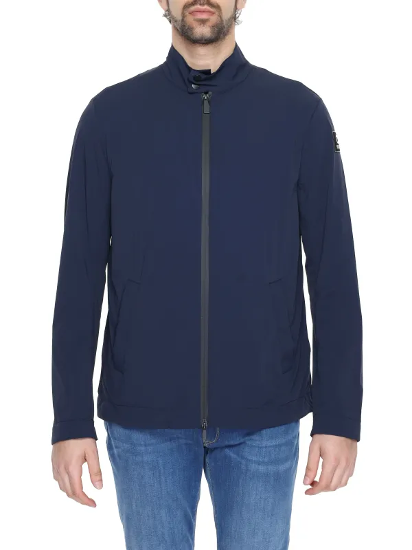 Blaue Winddichte Fleecejacke mit Reißverschluss