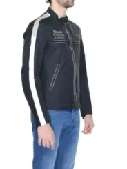 Schwarze Blauer Motorradjacke mit Akzenten