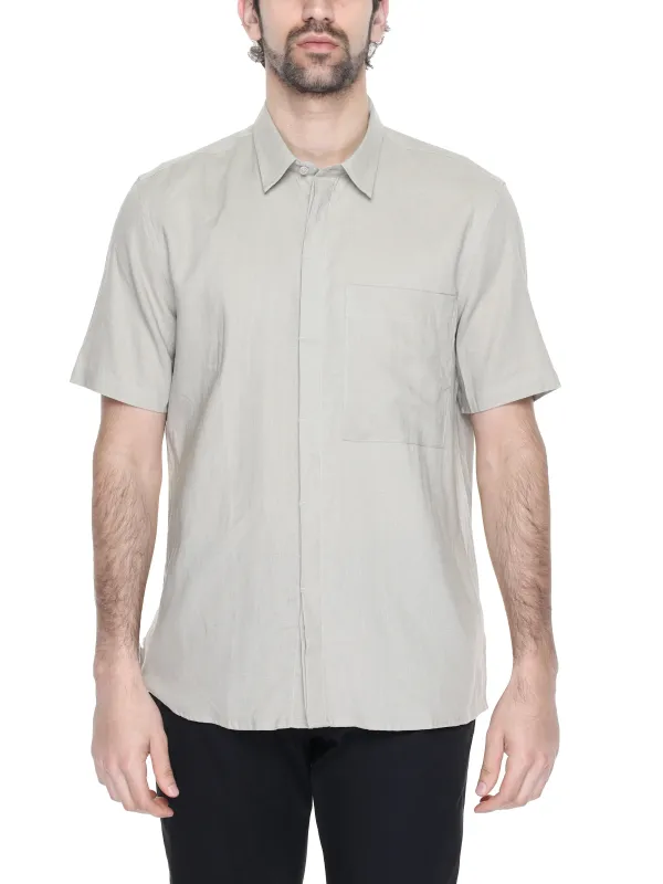 Leichtgraues Baumwollhemd mit Knopfleiste