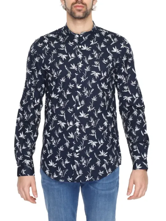 Marineblaues Hemd mit Blumenmuster