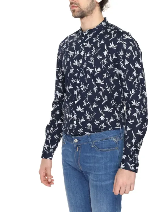 Mandarin Kragenhemd mit Brusttasche