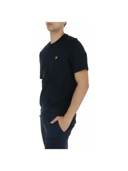 Schwarzes Baumwoll-T-Shirt mit Vogel-Logo