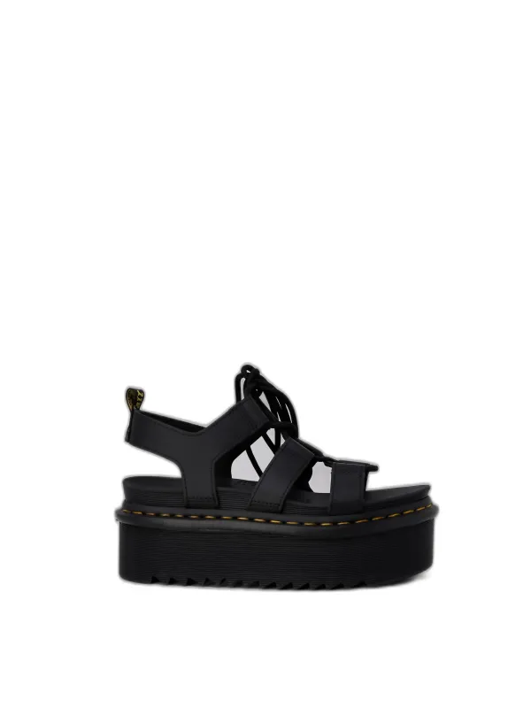 Schwarze Dr. Martens Plateau Sandalen