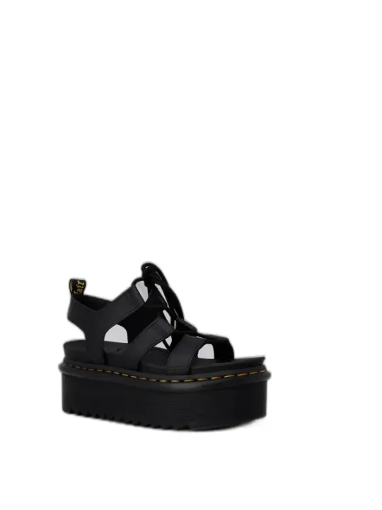 Schwarze Dr. Martens Plateau Sandalen