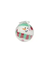 Schneemann Glasornament mit Schleife