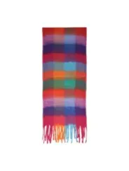 Buntes kariertes Halstuch mit Fransen