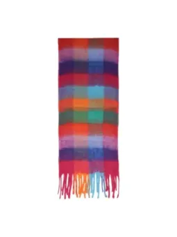 Buntes kariertes Halstuch mit Fransen