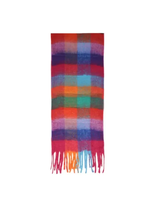 Buntes kariertes Halstuch mit Fransen