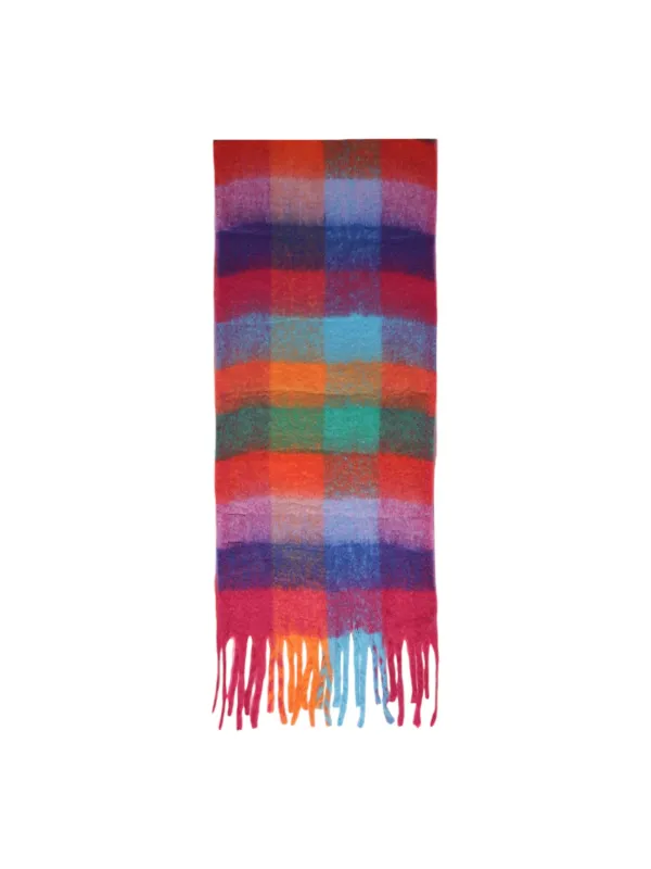 Buntes kariertes Halstuch mit Fransen