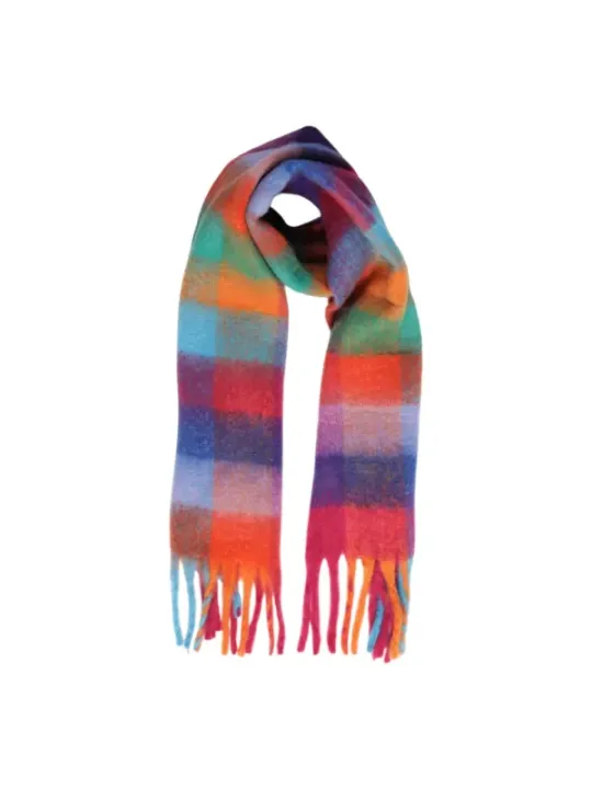 Buntes kariertes Halstuch mit Fransen