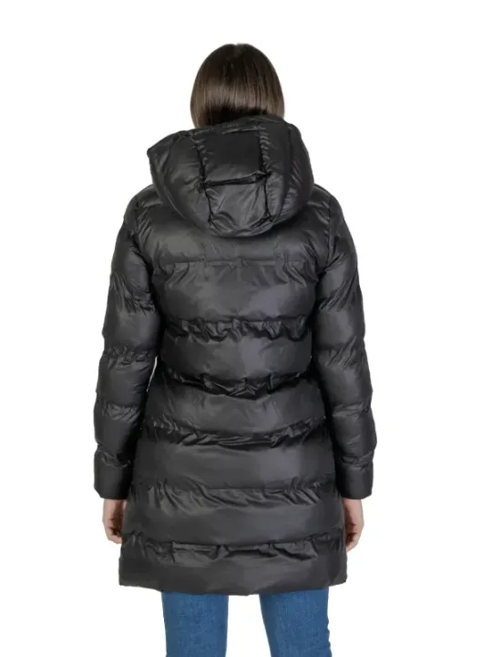 Schwarze Daunenjacke mit Kapuze