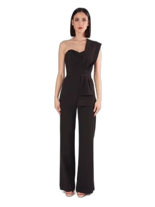 Dunkler Ein-Schulter-Strampler weites Bein