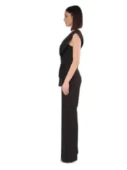 Schwarzes, ärmelloses Maxikleid mit V-Ausschnitt