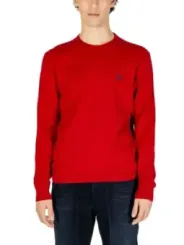 Roter Herren-Baumwoll-Sweatshirt mit Stickerei